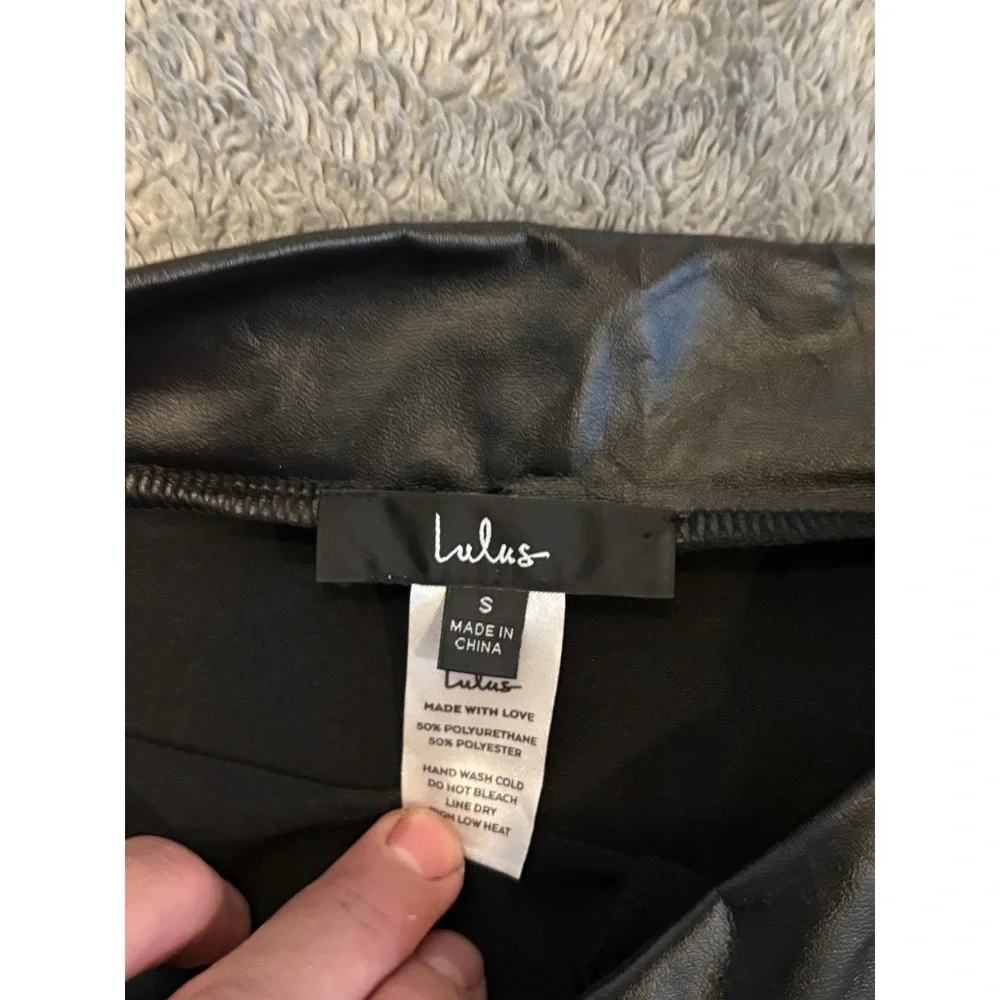 Lulus Faux Leather Pants Womens Small Black Vegan Skinny Stretch Club Casual